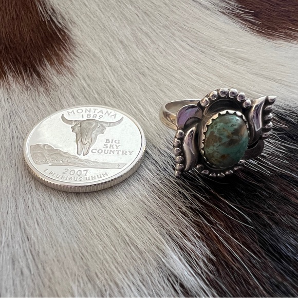 ❤️ Kingman Turquoise 925 Decorative Southwestern Size 6 Ring 4.1 Gm - Picture 5 of 15